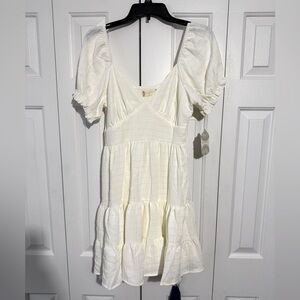 Women’s Altar’d State White Puff Sleeve Dress Size M
